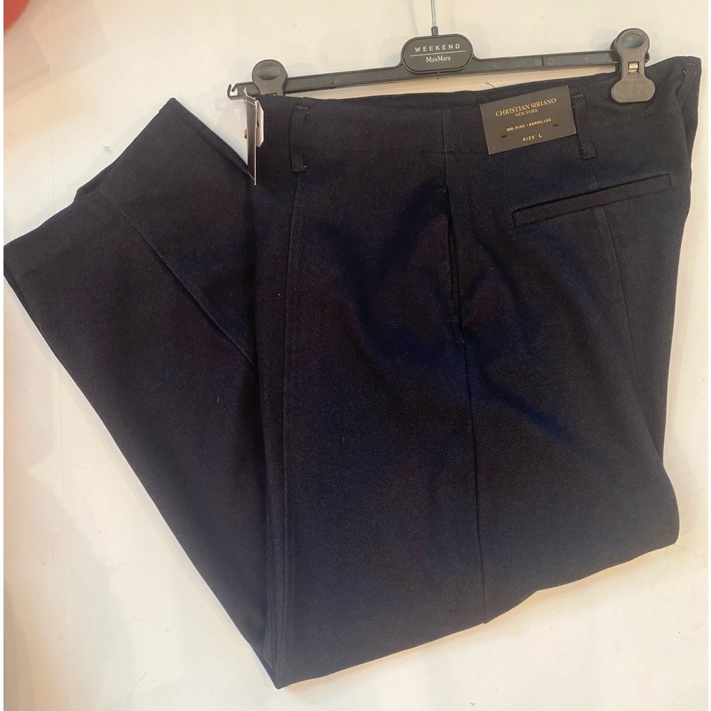 Christian Siriano Dark Navy•mid-rise •barrel Leg pull on Trousers